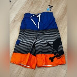 Joe Boxer Kids Swim Trunks - Vibrant Blue, Black, and Orange
